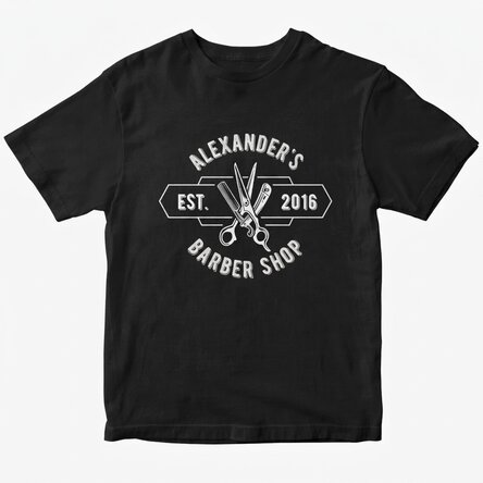 Camiseta de algodón personalizada con texto - Barber Shop