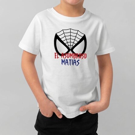 Camiseta de algodón para niños personalizada con texto - The Amazing Spider Kid