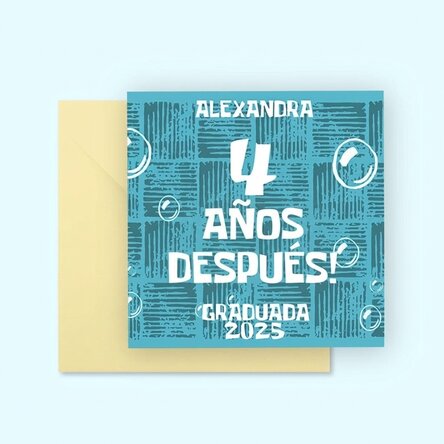 Tarjeta cuadrada personalizada con texto - 4 años después