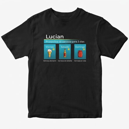 Camiseta de algodón personalizada con texto: «La previsión de la cerveza»
