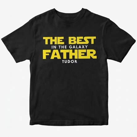 Camiseta de algodón personalizada con el texto «El mejor padre de la galaxia»
