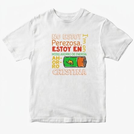 Camiseta de algodón personalizada con texto: «Modo de ahorro de energía»