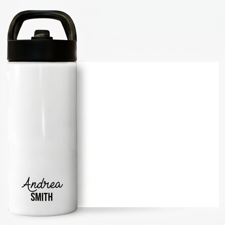 Thermos with handle and straw, personalised with 2 lines of text