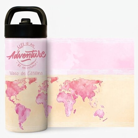 Término con asa y pajita personalizado con nombre - Be an explorer