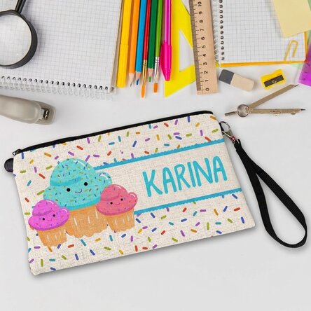 Bolsita para accesorios personalizada con nombre - Cupcakes