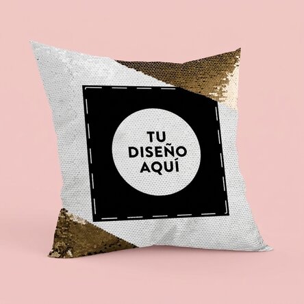 Cojín personalizado con tu diseño - Lentejuelas doradas