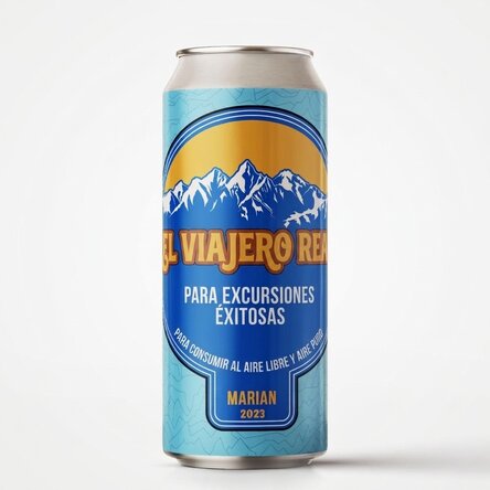 Cerveza en lata personalizada con texto - La cerveza del viajero