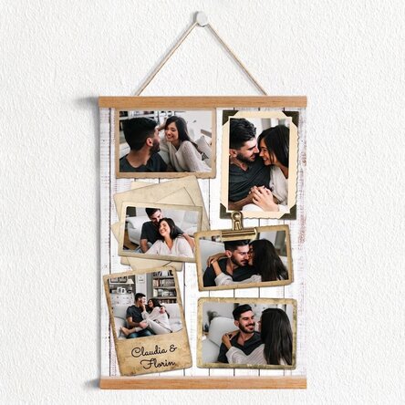 Póster con colgador personalizado con 6 fotos y diseño vintage