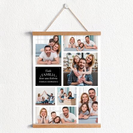 Póster con colgador personalizado con 7 fotos de familia