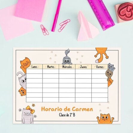 Horario personalizado con texto - Kittens