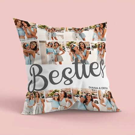 Cojín personalizado con 12 fotos, tamaño grande - Besties