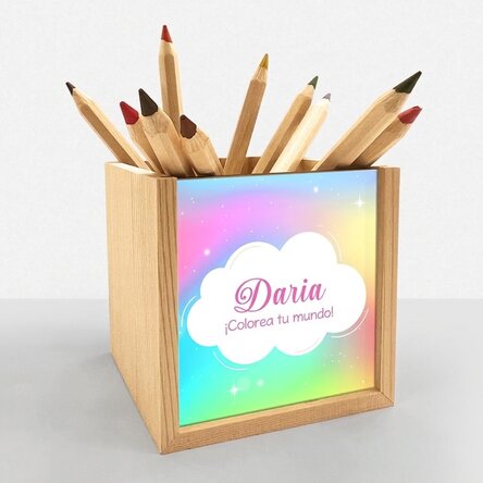 Portalápices personalizado con nombre - Arcoíris