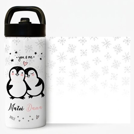 Término con asa y pajita personalizado con texto - You & Me