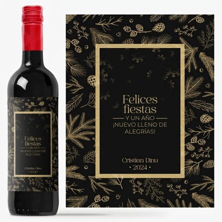 Vino personalizado con mensaje - Elegant Christmas