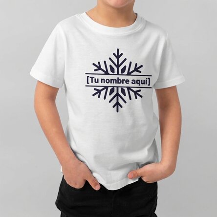 Camiseta de algodón para niños personalizada con nombre - Copo de nieve