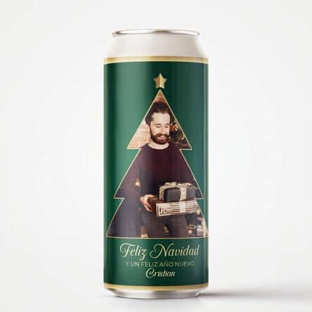 Cerveza en lata personalizada con foto y texto - Christmas Tree
