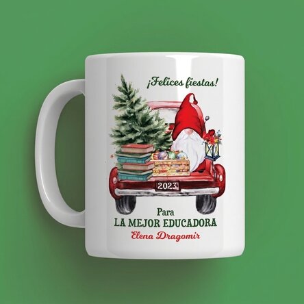Taza personalizada con texto - Diseño navideño para profesores y educadores