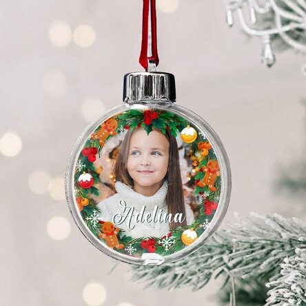 Bola de Navidad personalizada con foto y texto - Gingerbread
