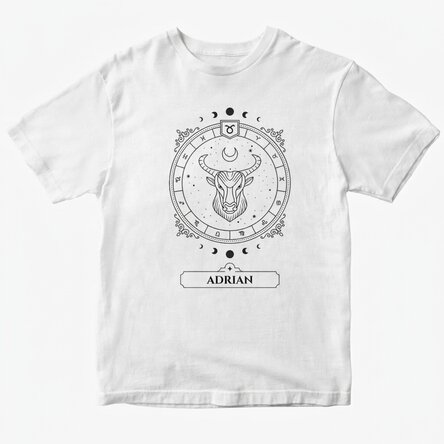 Camiseta de algodón personalizada con nombre y signo del zodiaco: Tauro