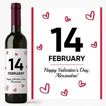 Personalised wine with text - Hearts
