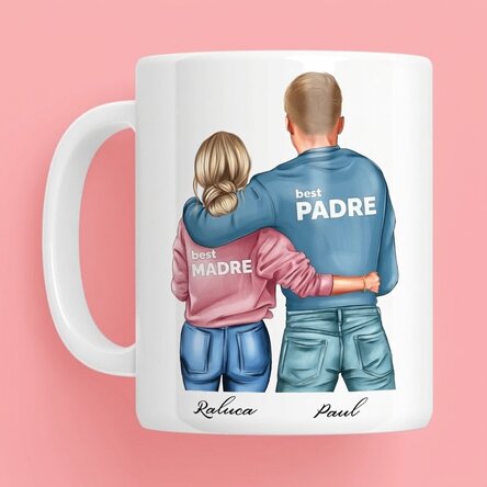 Taza personalizada con nombre - Mamá y papá
