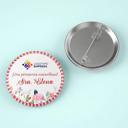 Insignia personalizada con logotipo, nombre y mensaje