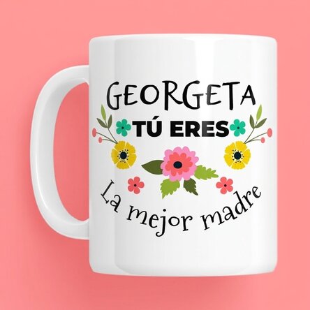 Taza personalizada con texto - Flores de primavera