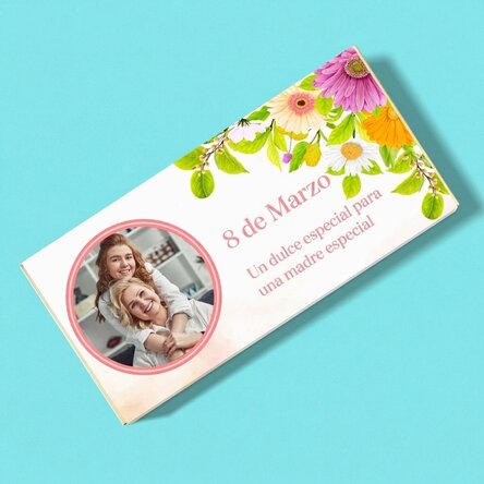 Chocolate personalizado con foto y texto - Flores de primavera