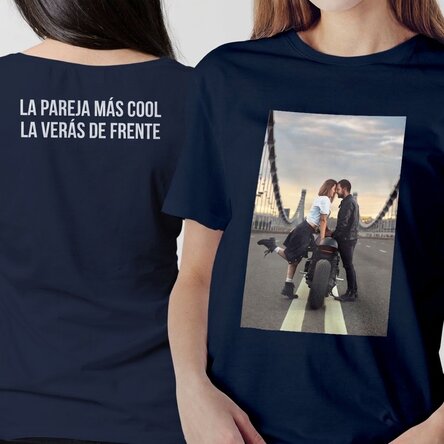 Camiseta de algodón personalizada con foto y texto por delante y por detrás