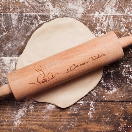 Molinete de madera personalizado con mensaje - Conejito