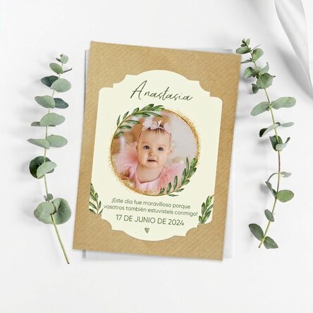 Recuerdo de bautizo personalizable con foto y texto