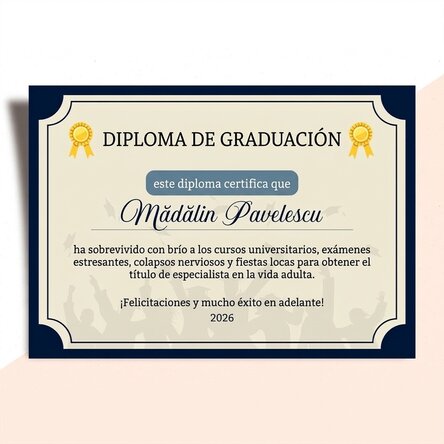Diploma personalizada con texto - La vida adulta