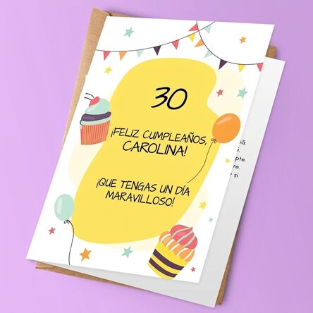 Tarjeta de felicitación personalizada con texto - Fiesta