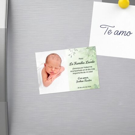 Imán de 10 x 7 cm personalizado con una foto y un mensaje - Recuerdo de bautizo
