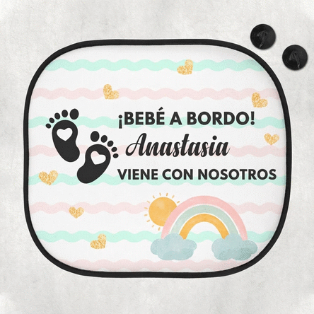 Parasol para coche personalizado con mensaje: «Baby on board»