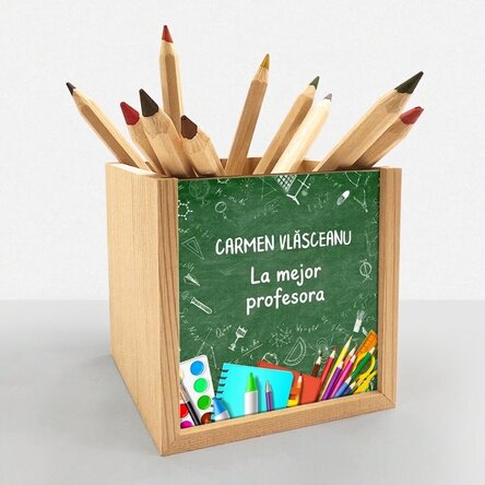 Portalápices personalizado con texto: «Teacher»