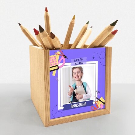 Portalápices personalizado con foto y texto - Vuelta al cole