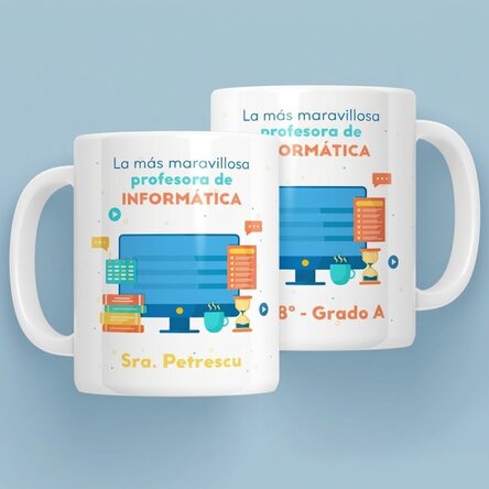 Taza personalizada con mensaje: «Profesora de Informática»