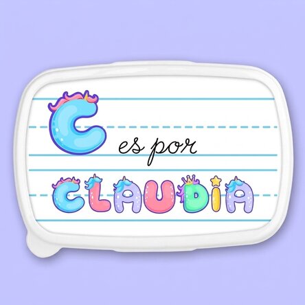 Fiambrera personalizada con nombre - Modelo unicornio