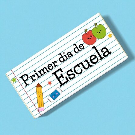 Chocolate personalizado con mensaje: «El primer día de colegio»