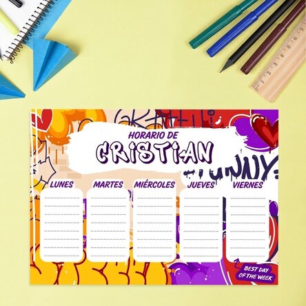 Horario personalizado con texto - Graffiti