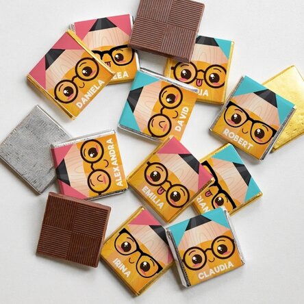 Lote de 10 minichocolates personalizados con nombre para el inicio del curso escolar - Lápices