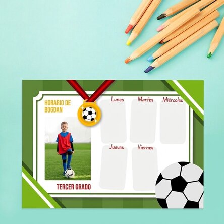 Horario personalizado con texto y una foto - Medalla
