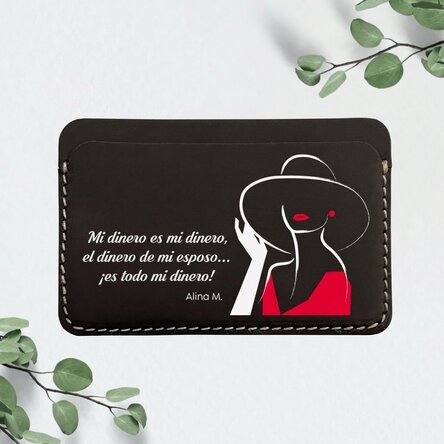 Cartera de piel personalizada a color con mensaje - Lady
