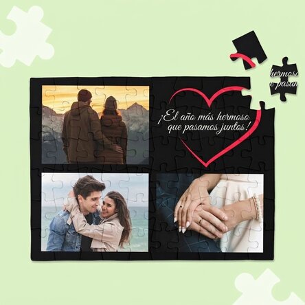 Rompecabezas personalizado con 3 fotos y texto - In love