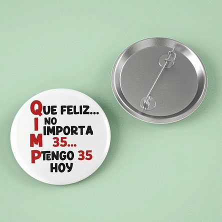 Chapa personalizada con texto: «So happy»