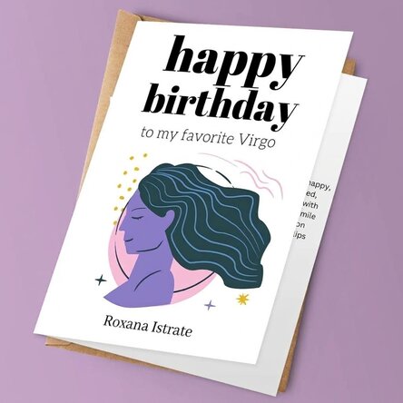 Tarjeta de felicitación personalizada con texto - Signo de Virgo
