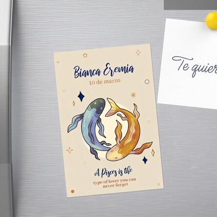 Iman personalizado de 10 x 15 cm con texto: el signo de Piscis
