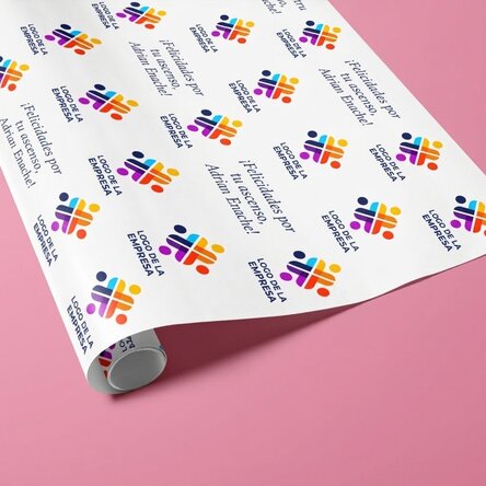 Papel de regalo personalizado con logotipo y mensaje