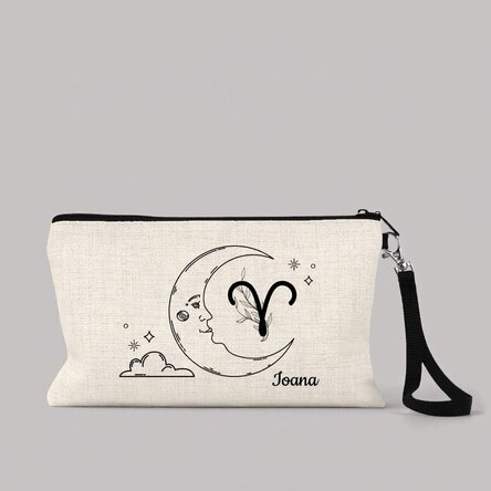 Estuche de maquillaje personalizado con texto - Signo del zodiaco